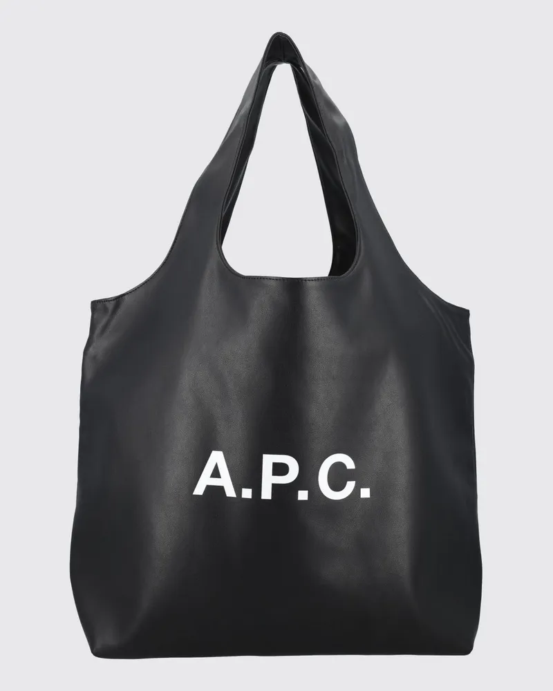 A.P.C. Große Ninon Tote-Bag aus recycelten Materialien mit gedrucktem Logo Schwarz