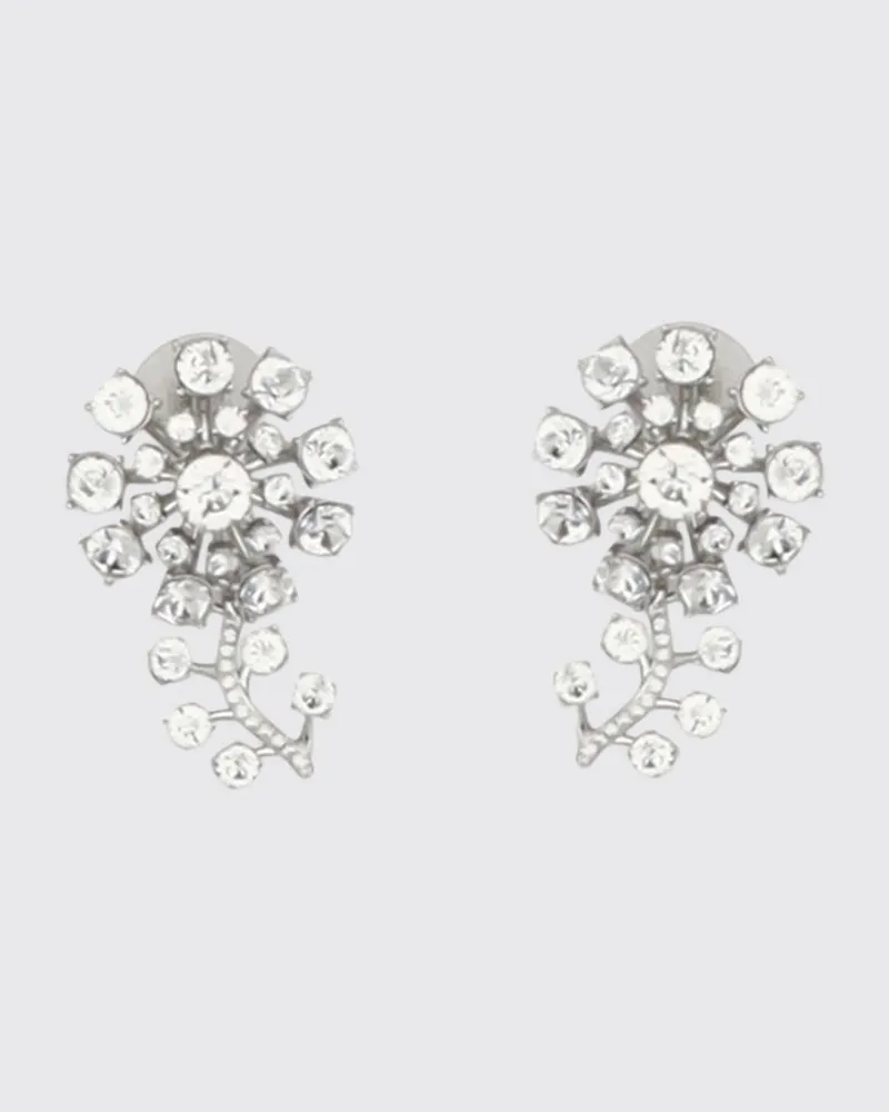 Self-Portrait Blumenförmige Ohrstecker aus Messing mit Strasssteinen Silber