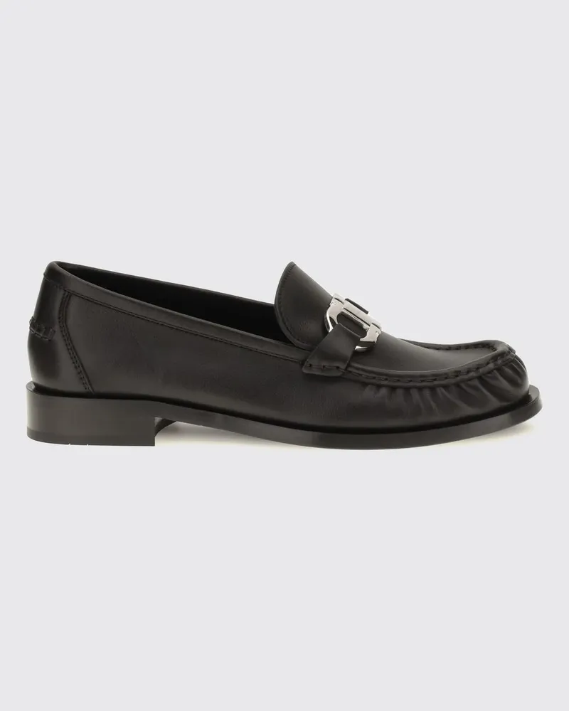Ferragamo Gancini Kalbsleder-Loafer mit Metalllogo Schwarz