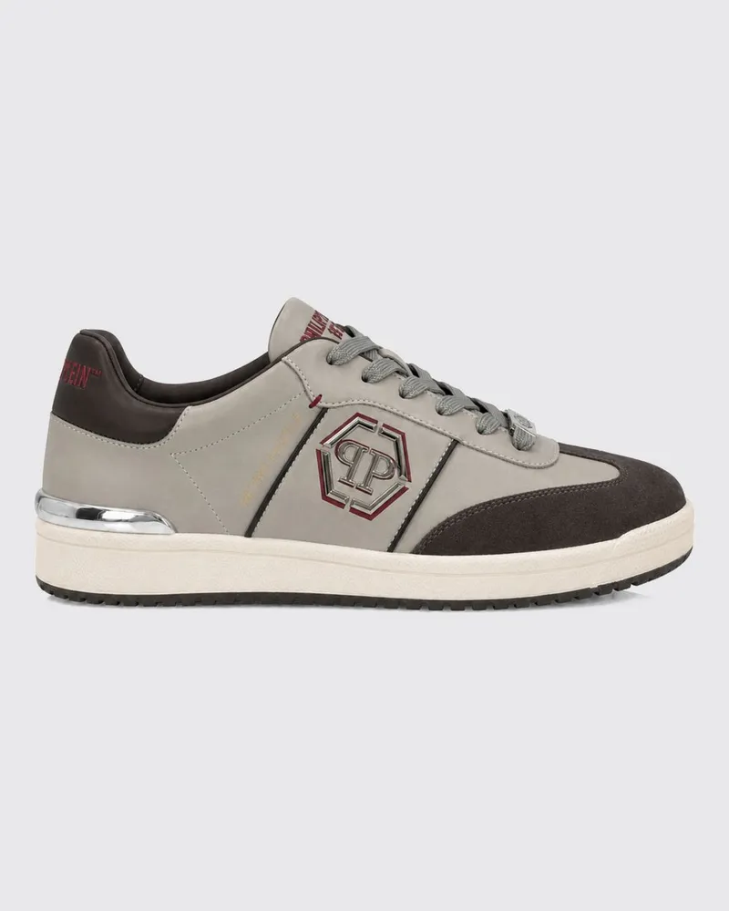Philipp Plein Retro Hustle Sneaker aus Leder mit Hexagon-Logo Braun