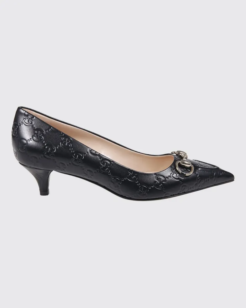 Gucci Leder-Pumps mit geprägtem GG-Monogramm Schwarz