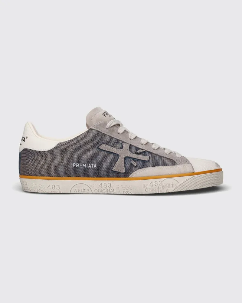 Premiata Stevend Sneakers aus Leder und Glitzer Blau