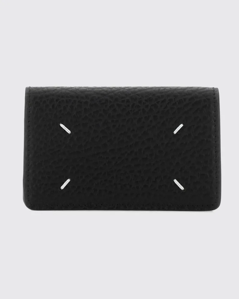 Maison Margiela Bifold-Kartenetui Four Stitches aus genarbtem Leder Schwarz