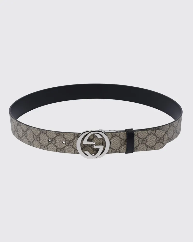 Gucci Wendegürtel aus GG Supreme Canvas und Leder mit Monogramm-Schnalle Sand