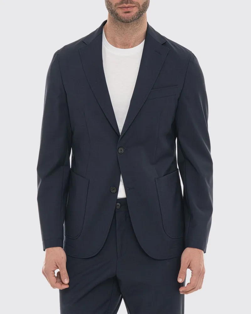 HUGO BOSS Einreihiger Slim-Fit-Blazer aus einer Wollmischung Blau