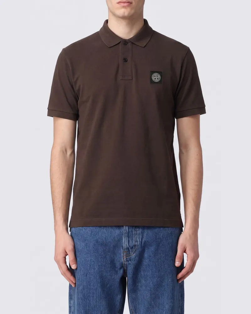Stone Island Pikee-Polohemd aus Baumwolle mit Compass-Logoaufnäher Grau