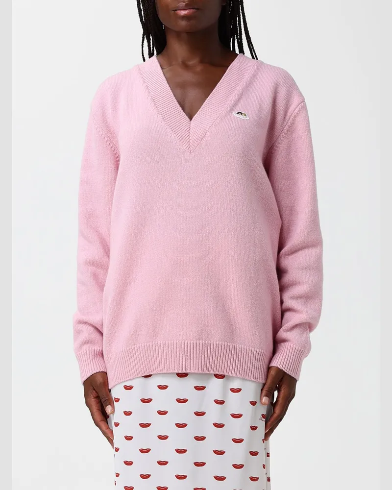 Fiorucci Locker geschnittener Rollkragenpullover aus Merinowolle und Kaschmir Pink