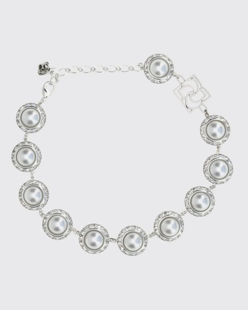 Magda Butrym Choker-Halskette mit Kristallen und Kunstperlen Silber