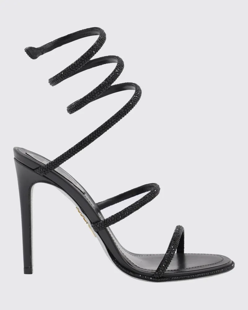 René Caovilla Cleo Sandalen von mit hohem Absatz und kristallverziertem Spiralriemen Schwarz
