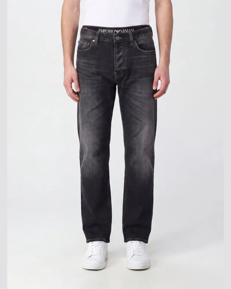 Emporio Armani Straight-Fit Jeans mit mittlerer Leibhöhe aus Baumwolldenim Grau