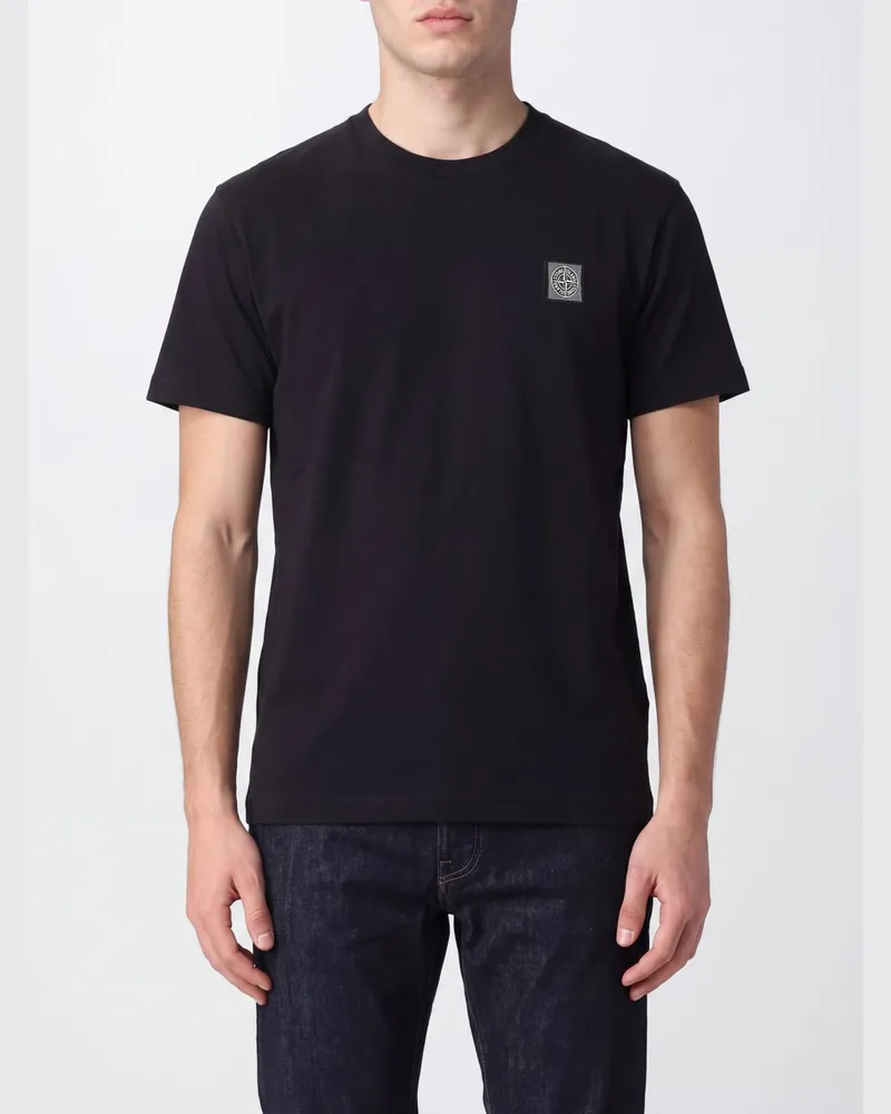 Stone Island Baumwoll-T-Shirt mit Logo-Patch am Ärmel Navy