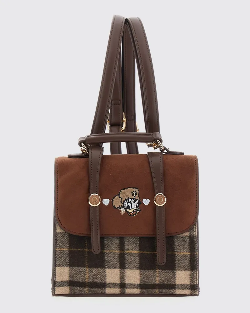 Monnalisa Daisy Rucksack für Jungen mit Disney-Print und gesticktem Tartan-Motiv Braun