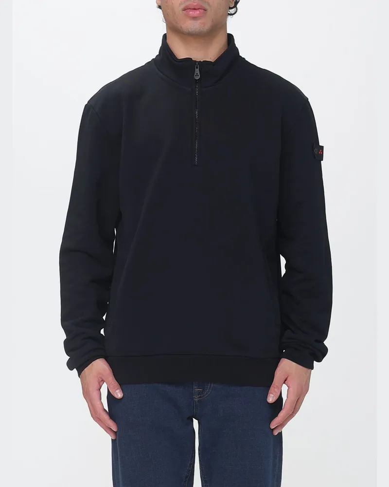 Peuterey Sportliches Sweatshirt aus Baumwolle mit hohem Kragen und halbem Reißverschluss Schwarz