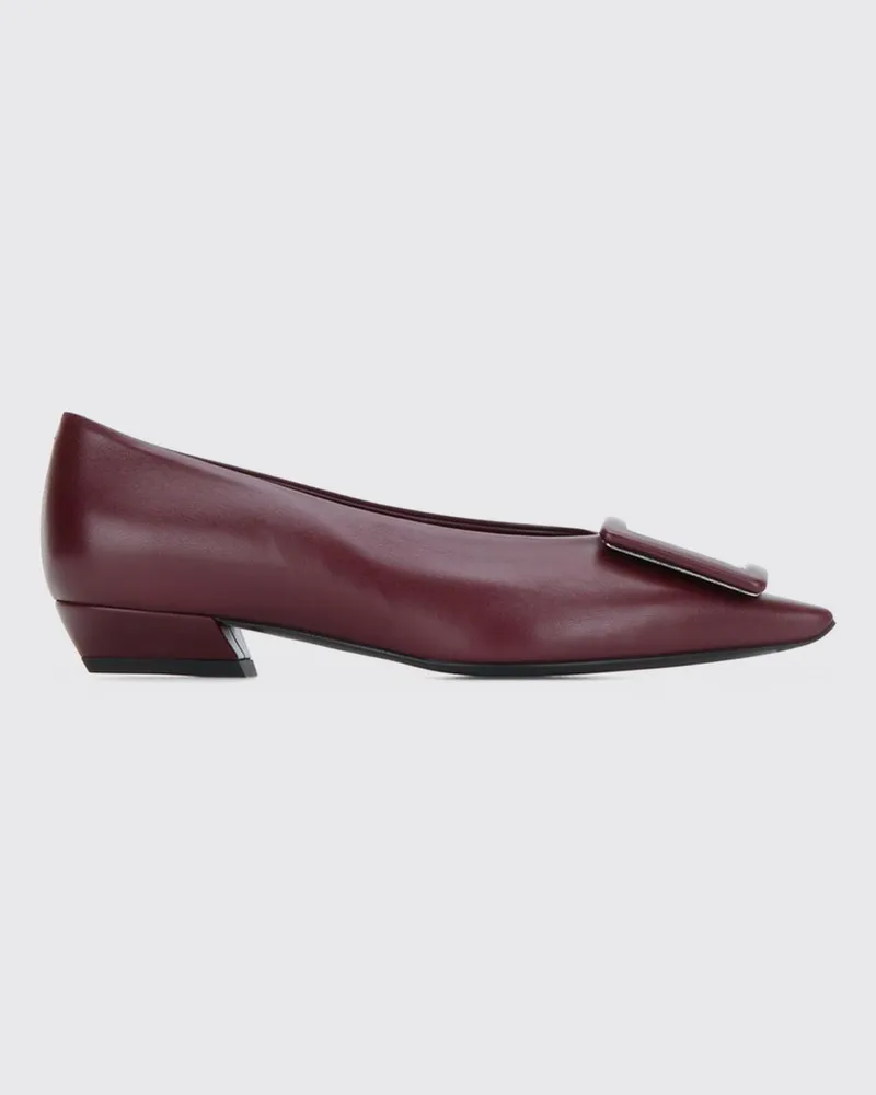 Roger Vivier Gommettine Ballerinas aus Rindsleder mit Logo-Schnalle Weinrot