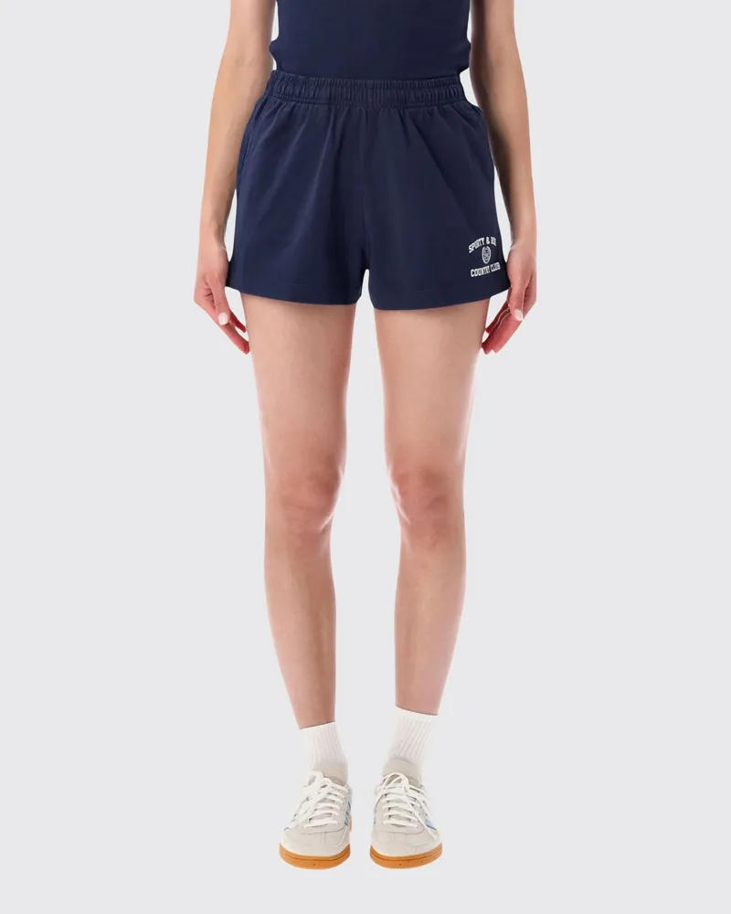 SPORTY & RICH SPORTY  RICH Sporty & Rich Baumwoll-Jogging-Shorts mit Kontrastlogo Blau