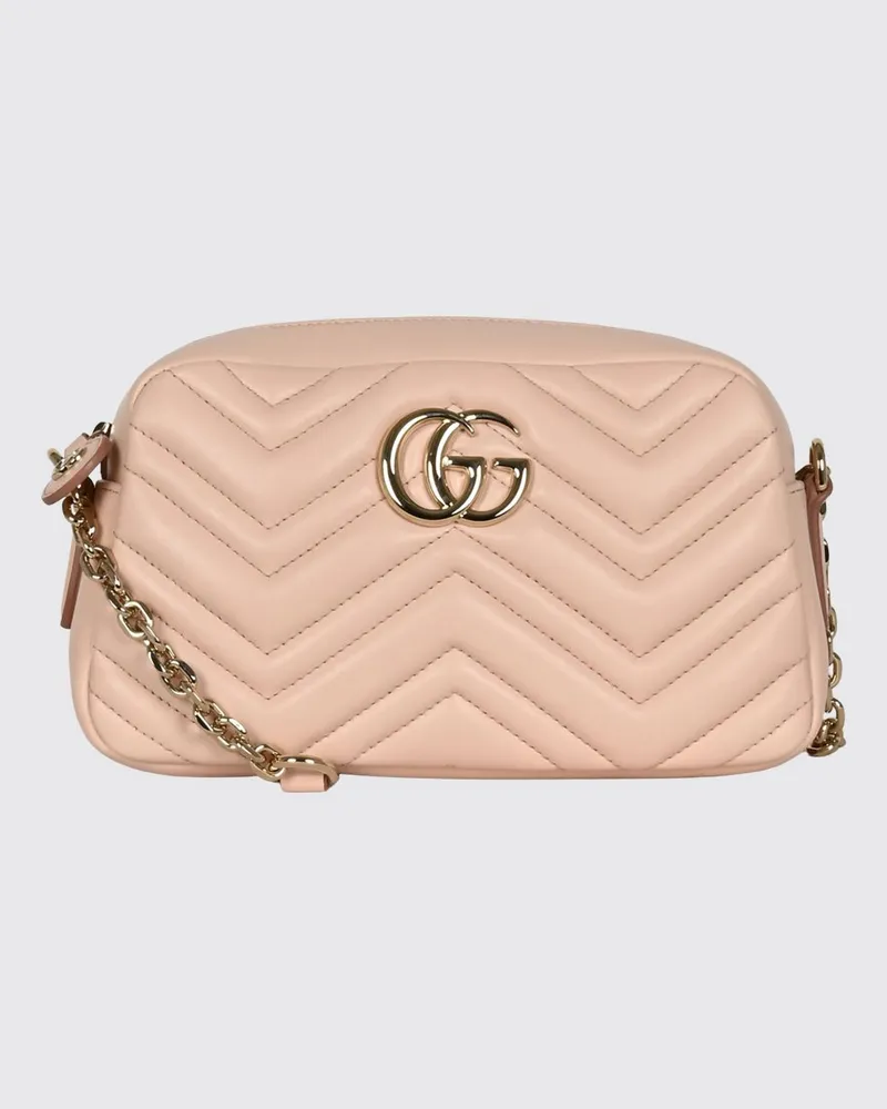 Gucci GG Marmont Kameratasche von aus Nappaleder mit Chevron-Steppung Pink