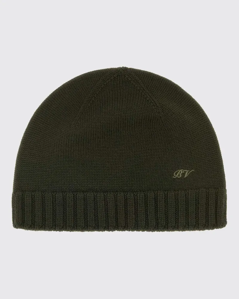 Bottega Veneta Gerippte Woll-Beanie-Mütze mit klassischem Umschlag-Design Grün