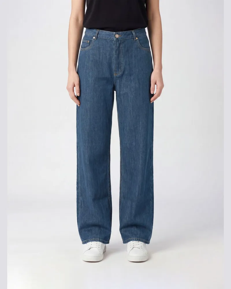 A.P.C. Wide Leg Jeans aus Baumwolldenim mit mittlerer Leibhöhe und Fünf-Taschen-Design Indigo