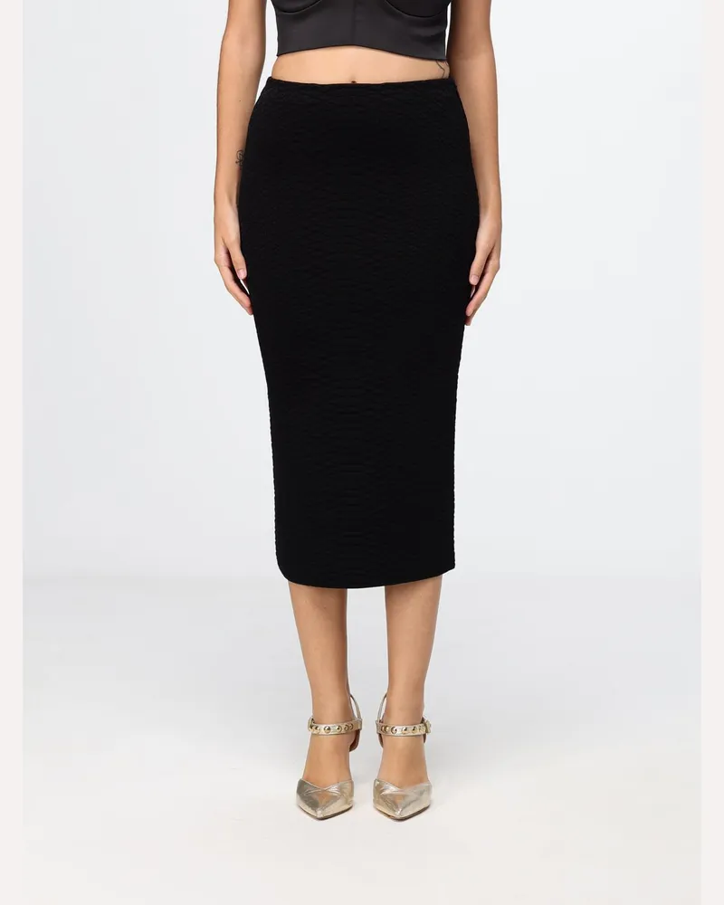 Elisabetta Franchi Midi-Bleistiftrock aus Strick aus Viskosemischung mit mittlerer Taille Schwarz