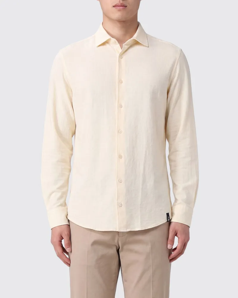 Drumohr  Slim-Fit-Hemd aus Leinen und Baumwolle mit Haifischkragen Weiß