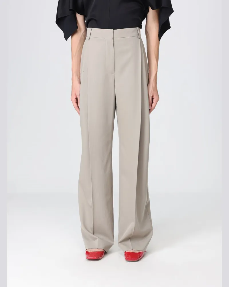 Stella McCartney Hoch taillierte Woll-Palazzohose mit Bundfalten von Grau