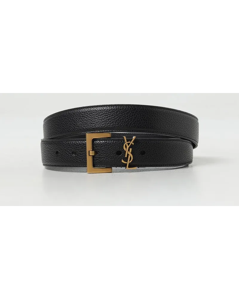 Saint Laurent Gürtel aus genarbtem Leder Schwarz
