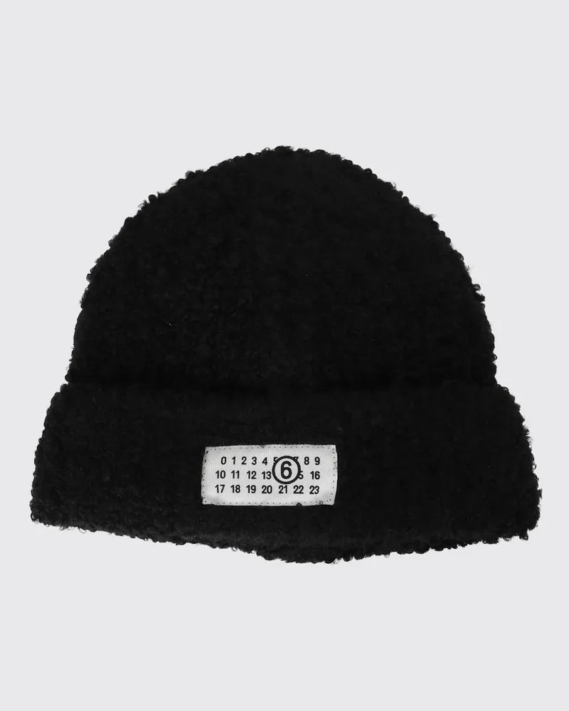 Maison Margiela Beanie-Mütze von aus gestrickter Wollmischung mit Umschlag Schwarz
