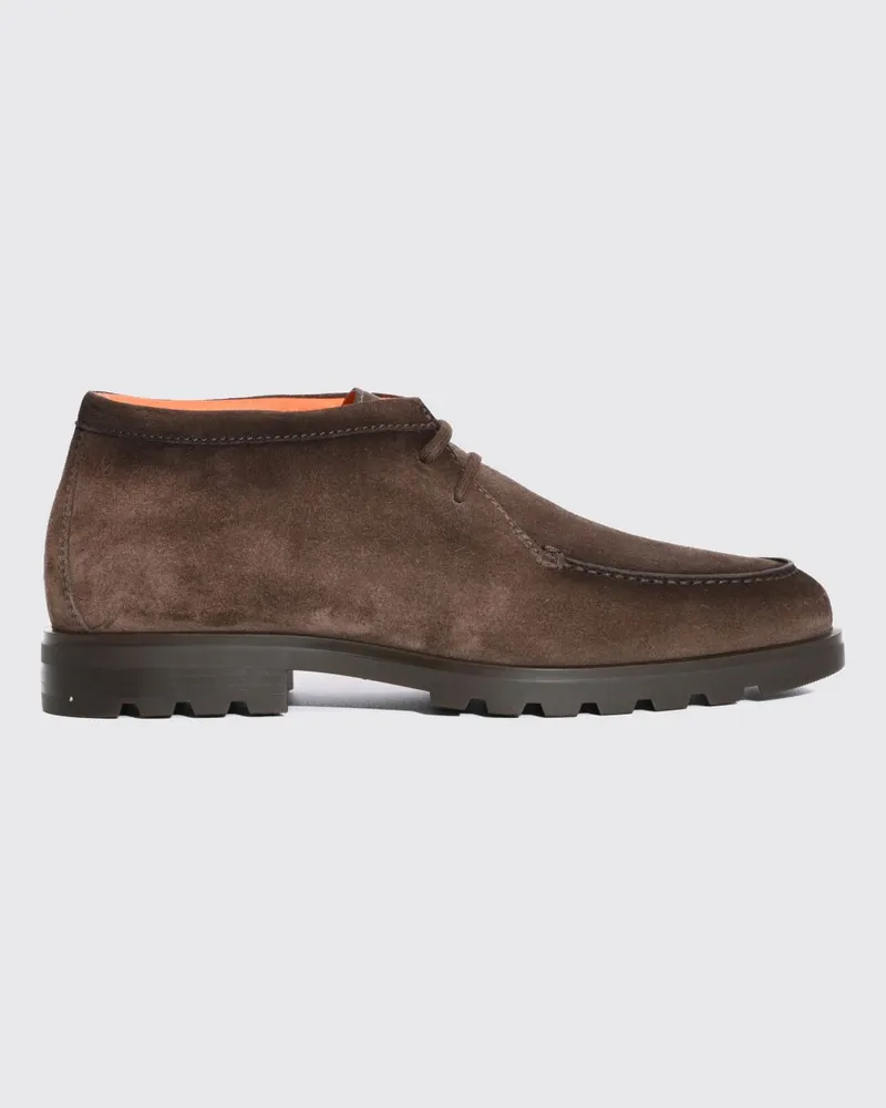 Santoni Veloursleder-Chukka-Boots mit Schnürung und gezahnter Sohle Braun