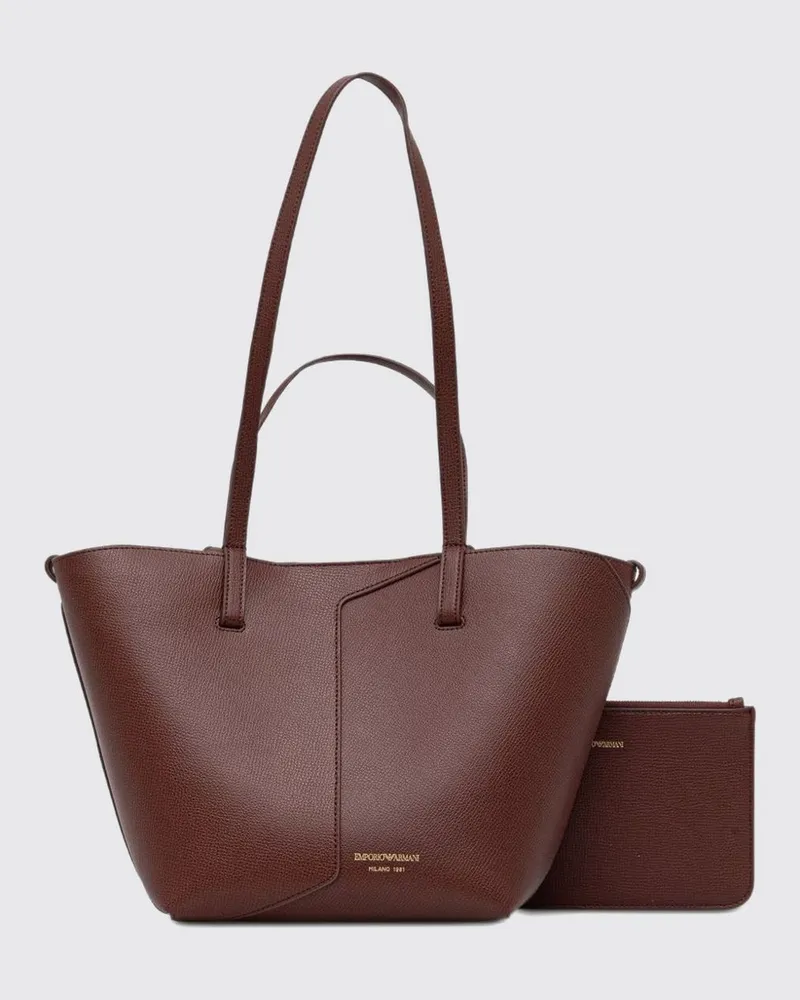 Emporio Armani 1981 Tote-Bag aus Rindsleder mit herausnehmbarer Pochette Braun