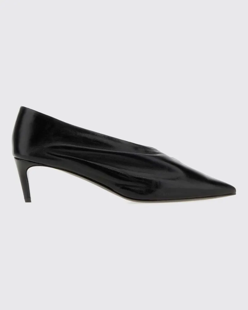 KHAITE Miriam Pumps aus glattem Kalbsleder mit drapiertem Design und mittlerem Absatz Schwarz