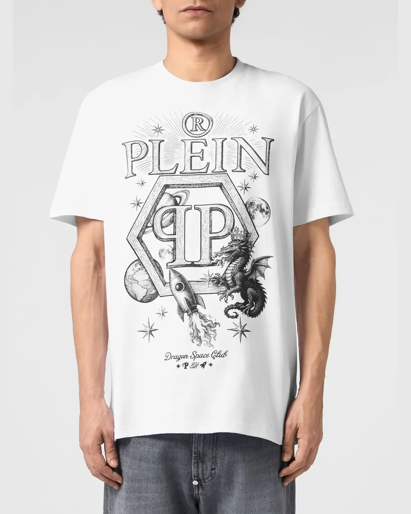 Philipp Plein Baumwoll-T-Shirt von mit kontrastierendem Maxi-Hexagon-Logo Weiß