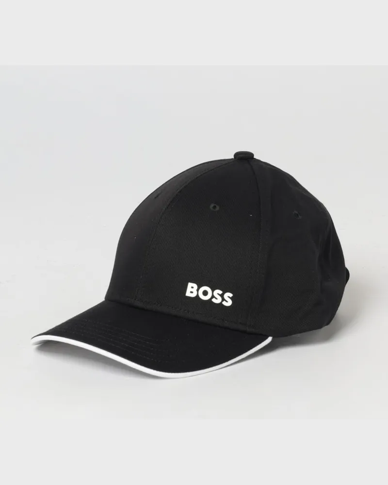 HUGO BOSS Baumwollmütze mit Logo-Print Schwarz