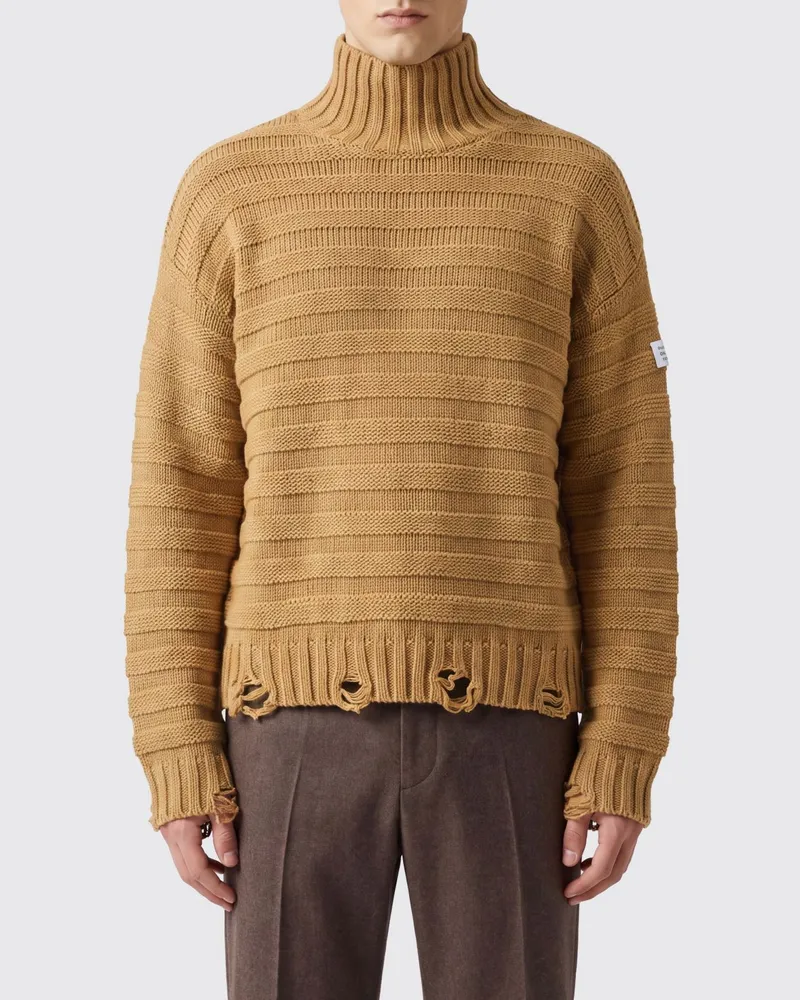 Maison Margiela Relaxed-Fit Distressed Rollkragenpullover aus Schurwollmischung Beige