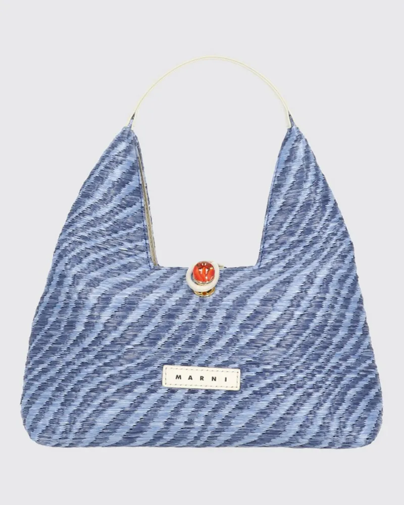 Marni Wavy Mini Trapez-Tasche Blau