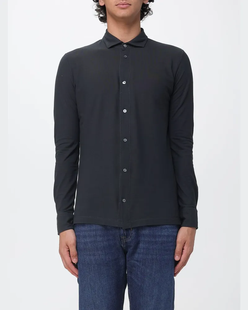 Zanone Strick-Poloshirt Grau
