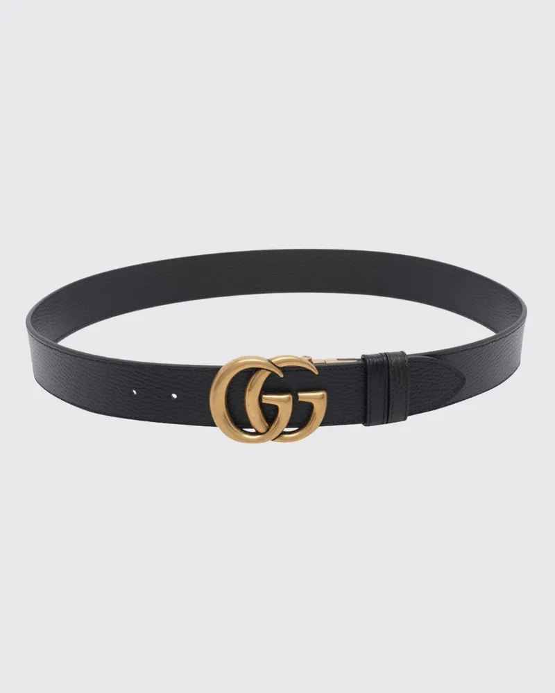 Gucci GG Marmont Gürtel aus Kalbsleder mit Monogramm-Schnalle Schwarz