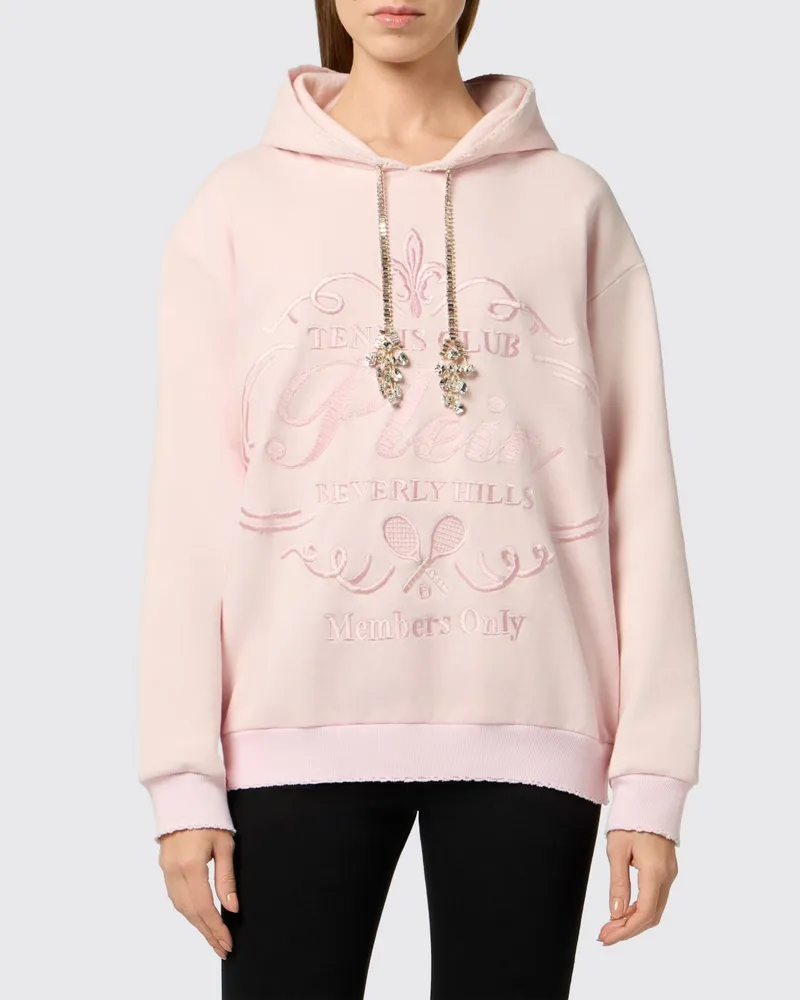 Philipp Plein Tennis Club Baumwoll-Hoodie von mit Schmuck-Kordelzug Fuchsia