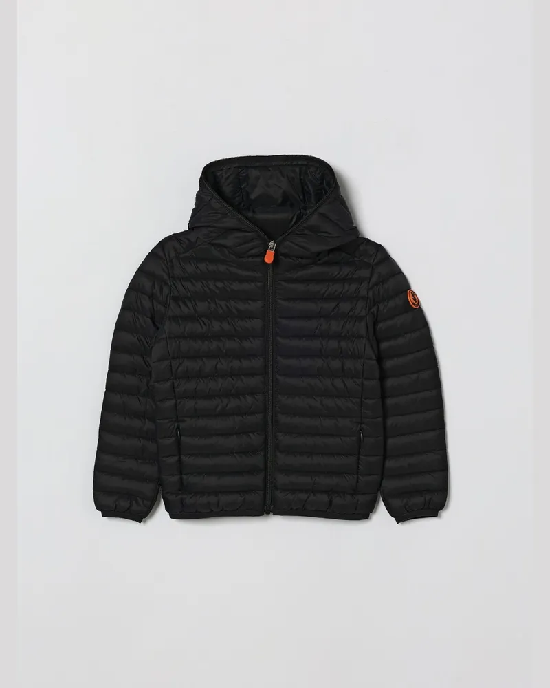 Save The Duck Nylon-Daunenjacke mit Kapuze Schwarz
