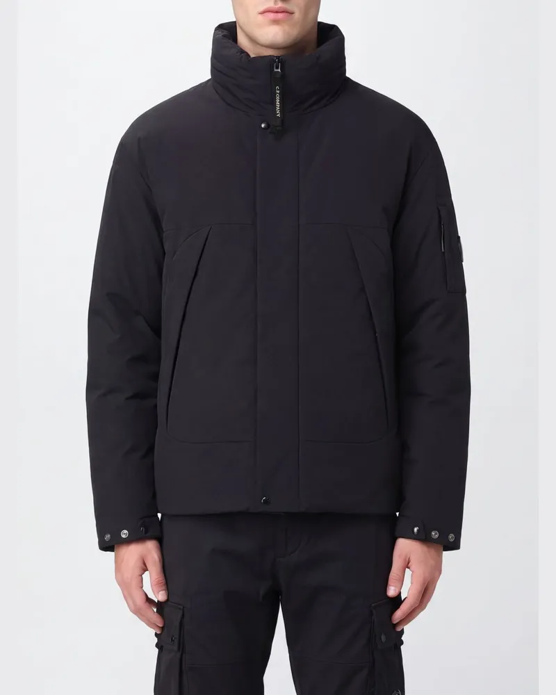 C.P. Company Gesteppte Jacke aus recyceltem Polyester mit Trichterkragen Schwarz