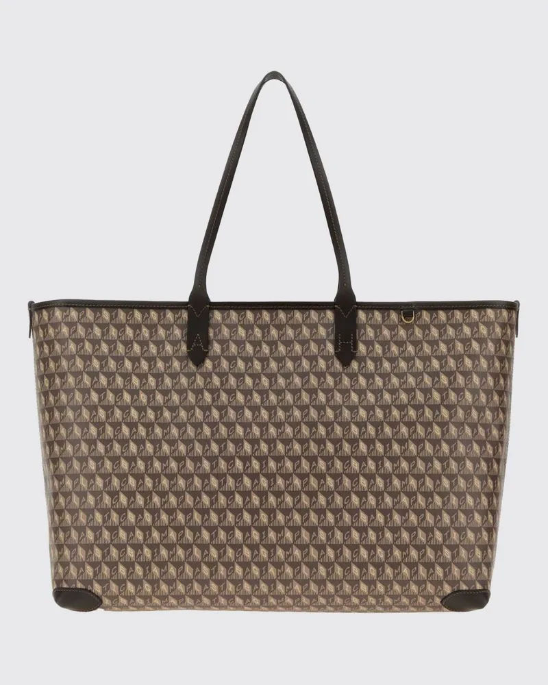 Anya Hindmarch Große I Am A Plastic Bag Tote-Tasche aus beschichteter Baumwolle Beige