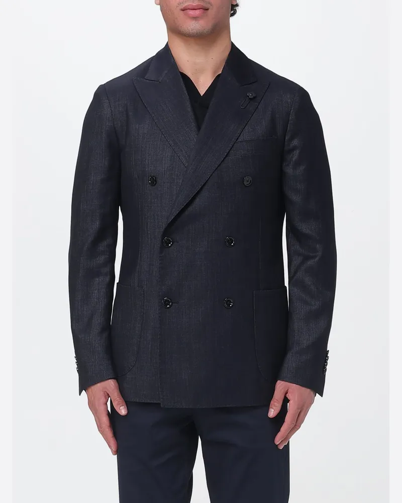 LARDINI Zweireihiger Blazer aus Wollmischung Blau