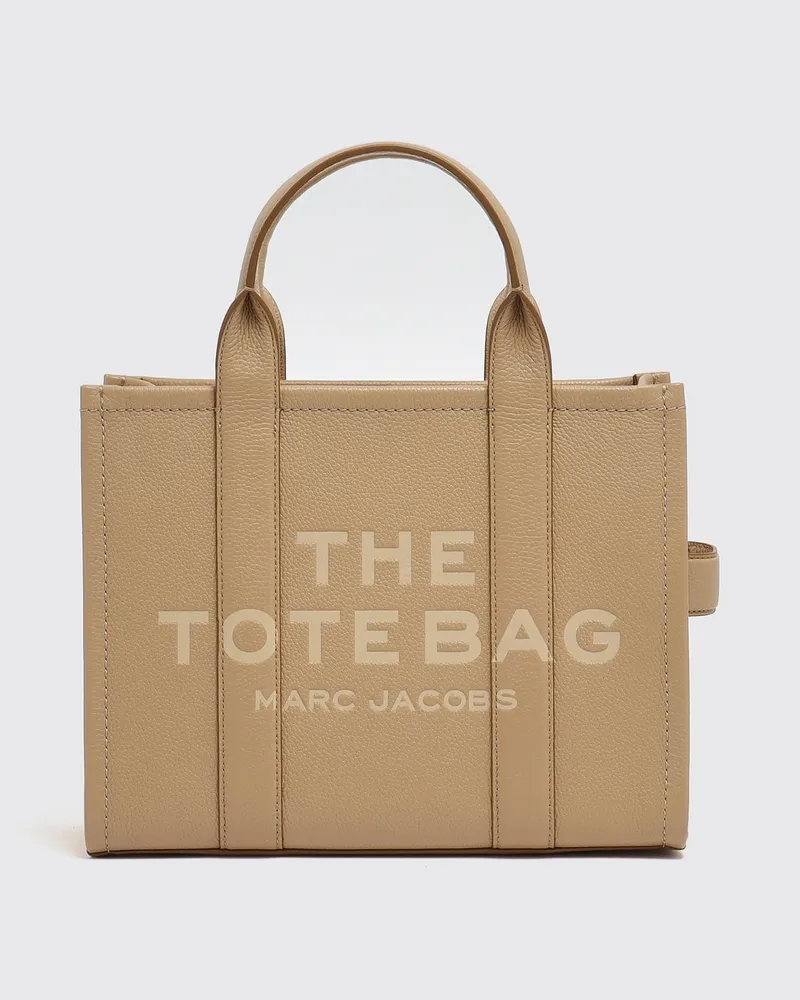Marc Jacobs The Medium Tote Bag von aus genarbtem Leder mit Logo-Print Camel