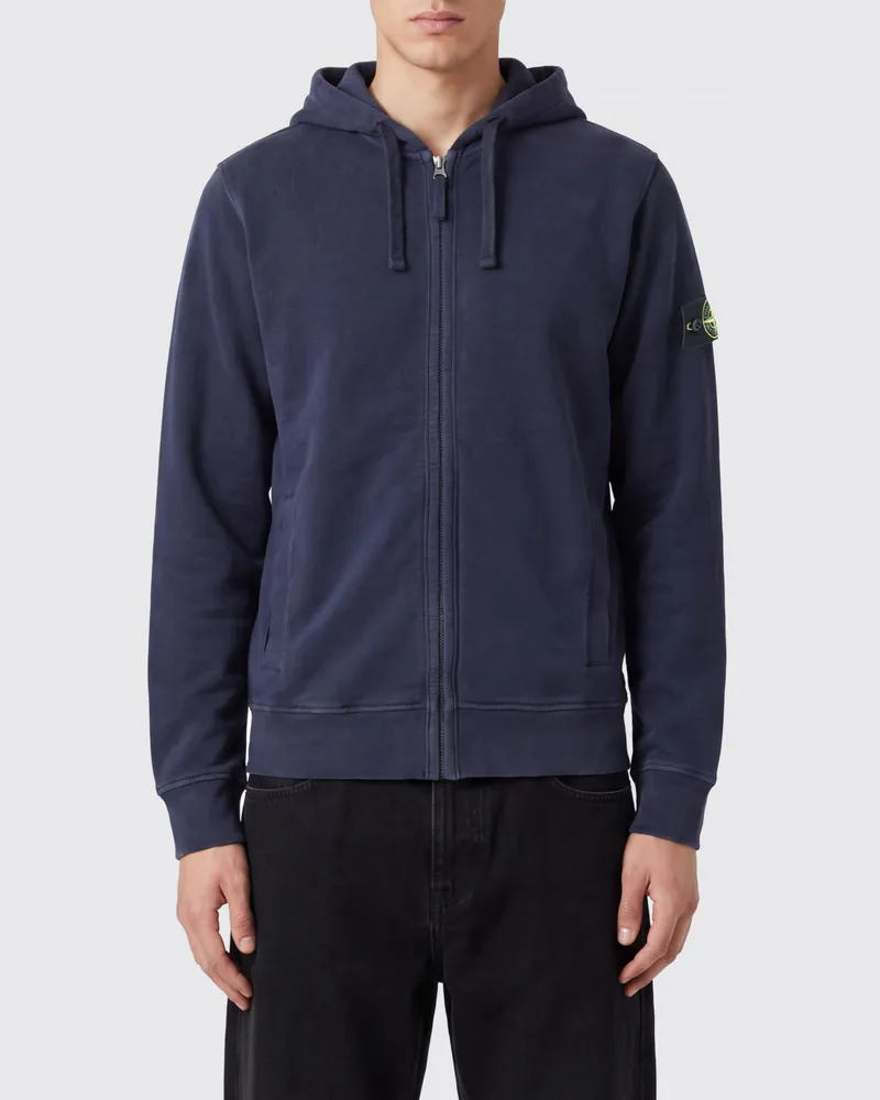 Stone Island Kapuzenjacke aus Baumwolle mit Reißverschluss und überschnittenen Schultern Navy