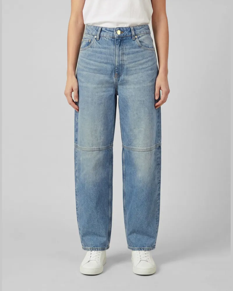Ganni Stary High-Waist Straight Leg Jeans aus Denim Blau