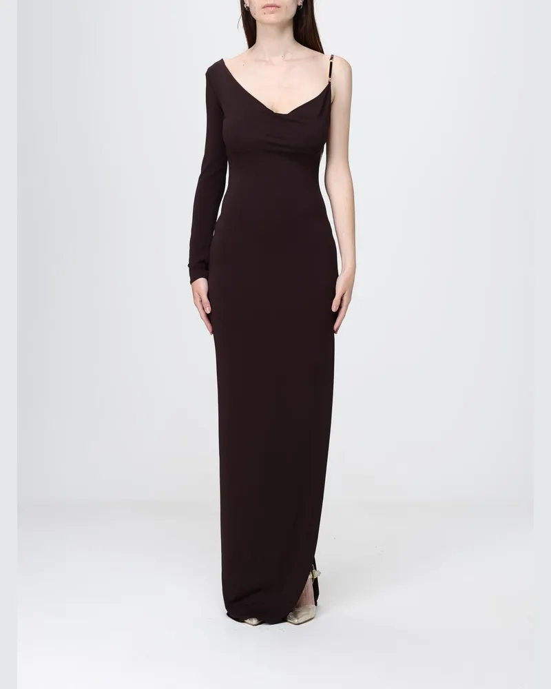 Elisabetta Franchi Ein-Schulter-Kleid aus Jersey Braun