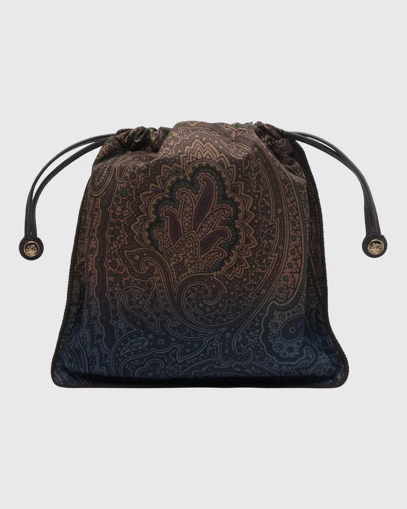 Etro Mini-Beuteltasche aus Nylon von mit Paisley-Print und Pegaso-Logo Braun