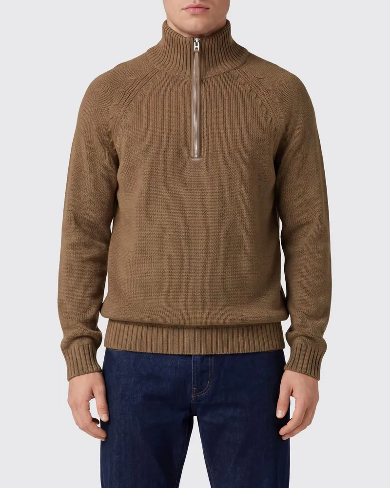 Tom Ford Rollkragenpullover aus Schurwolle und Kaschmir mit Reißverschluss Braun