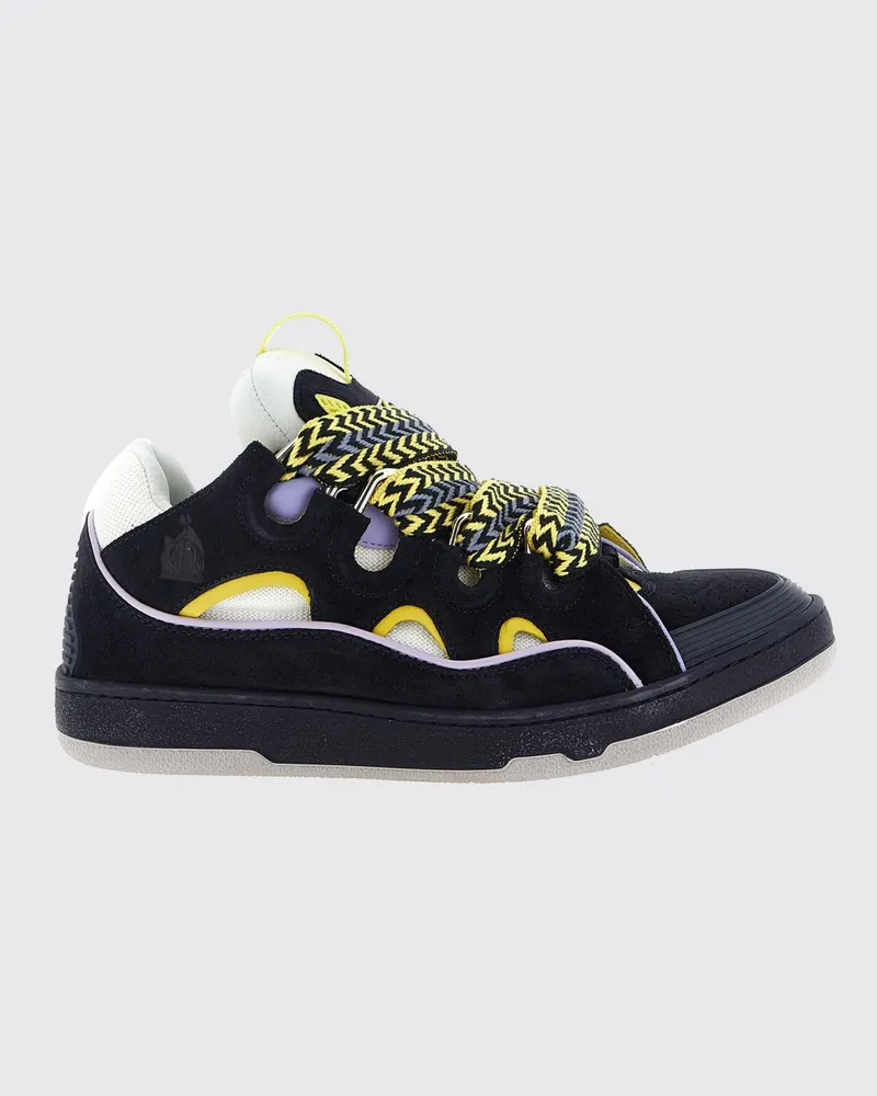 Lanvin Curb Sneaker aus Leder und Mesh in zweifarbigem Design mit Gummisohle Blau