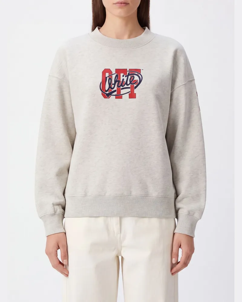OFF-WHITE Crewneck-Sweatshirt aus Baumwolle mit Kontrastlogo Grau