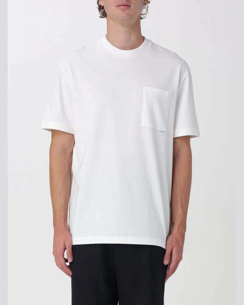 Jil Sander Kurzärmeliges Baumwoll-T-Shirt von mit aufgesetzter Tasche Weiß